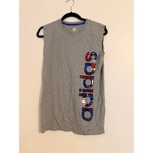 Kids Adidas Sleeveless Graphic T Shirt Gray Red White Blue Size L 14 16